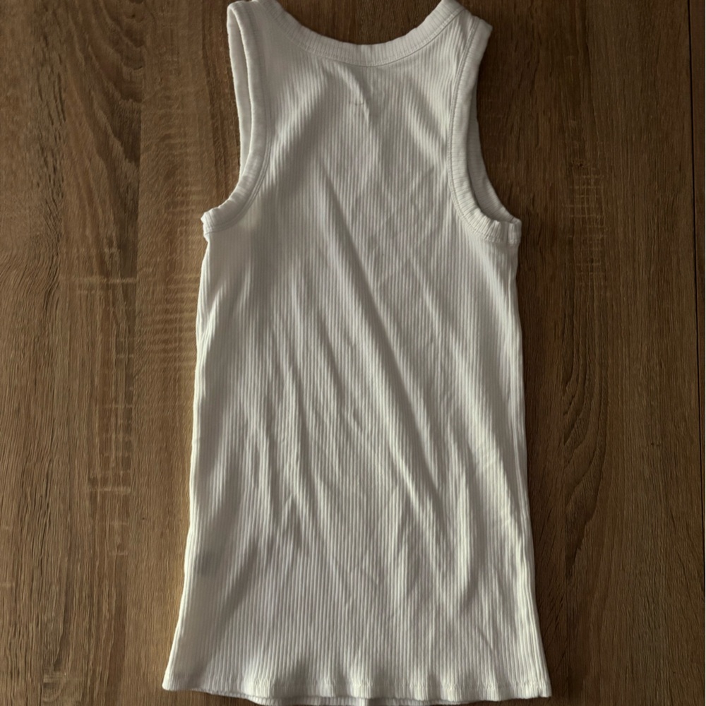 White Ribbed Racerback Tank Top - Picture 5 of 5